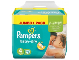 PAMPERS Baby-dry sauskelnės 4 dydis (7-18kg), Jumbo pack 78 vnt