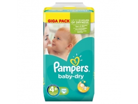 PAMPERS Baby-dry sauskelnės 4+ dydis (9-20kg), GIGA pack 112 vnt