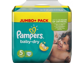 PAMPERS Baby-dry sauskelnės 5 dydis (11-25kg), Jumbo pack 72 vnt