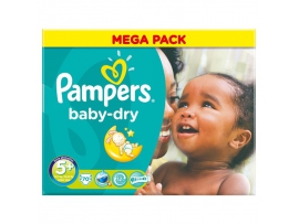 PAMPERS Baby-dry sauskelnės 5+ dydis (13-27kg), MEGA pack 70 vnt