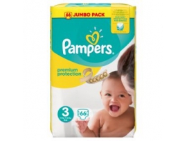 PAMPERS Premium Protection New Baby sauskelnės 3 dydis (5-9kg) Jumbo pack, 66 vnt.