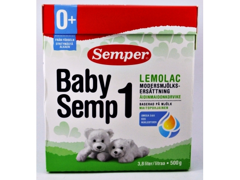 Pieno mišinys esant ATPYLINĖJIMUI, ŽARNYNO DIEGLIAMS, METEORIZMUI, skirtas  kūdikiams nuo gimimo, Semper Baby Semp Lemolac, 500 g | Foxshop.lt
