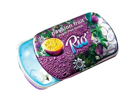 RIVO PASSION FRUIT becukrės pasiflorų skonio mėtinės pastilės 14g