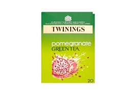 TWININGS POMEGRANATE GREEN TEA granatų skonio žalioji arbata,20pak,40g