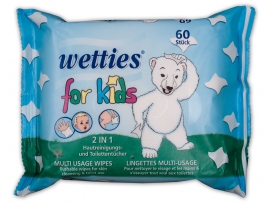 WETTIES For kids 2in1 drėgnos servetėlės ir drėgnas tualetinis popierius kūdikiams, 60vnt.